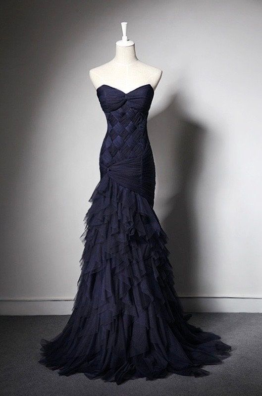 Modest Mermaid Sweetheart Tulle Sleeveless Long Prom Dresses Party Dress 20th Birthday Outfits Graduation Dress B638