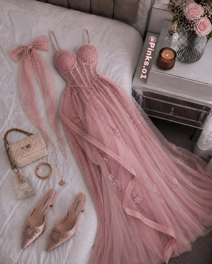 Dreamy Floral Corset Princess Gown | Fairytale Pink Prom Dress Long Floor Length Formal Dresses RC1308