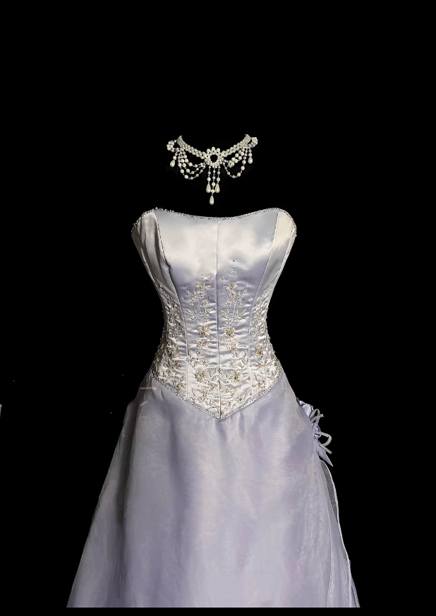 Robes de bal vintage, bustier lilas en satin des années 80 avec applications, longues tenues de soirée formelles N4236