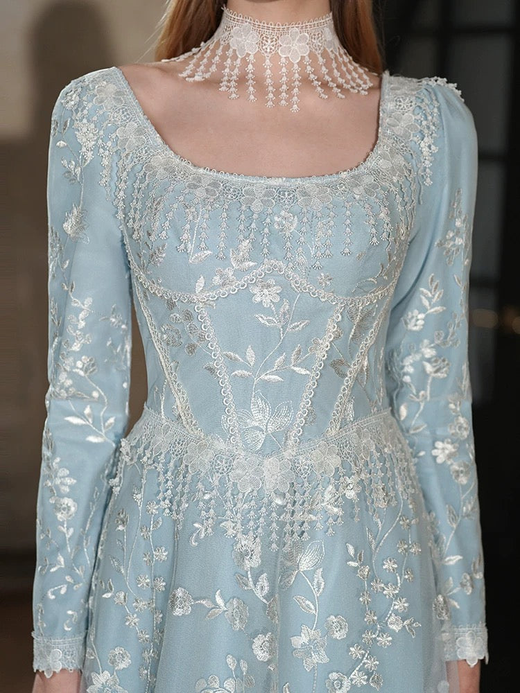 Bescheidenes A-Linien-Kleid mit quadratischem Ausschnitt, blauen Pailletten, mittellang, zum 18. Geburtstag, elegantes Outfit, formelle Ballkleider N4113
