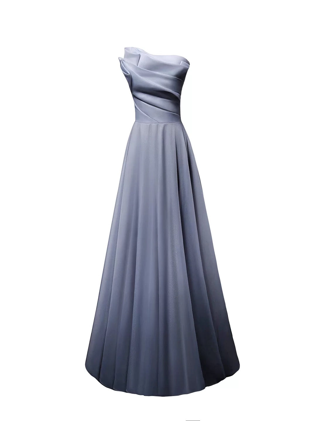 Robe longue de soirée élégante grise sans bretelles coupe trapèze pour 18ème anniversaire N4151