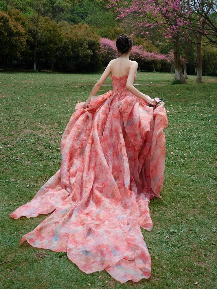Elegantes Ballkleid, herzförmiger Ausschnitt, rosa, lange Partykleider, Abschlussballkleider N2028