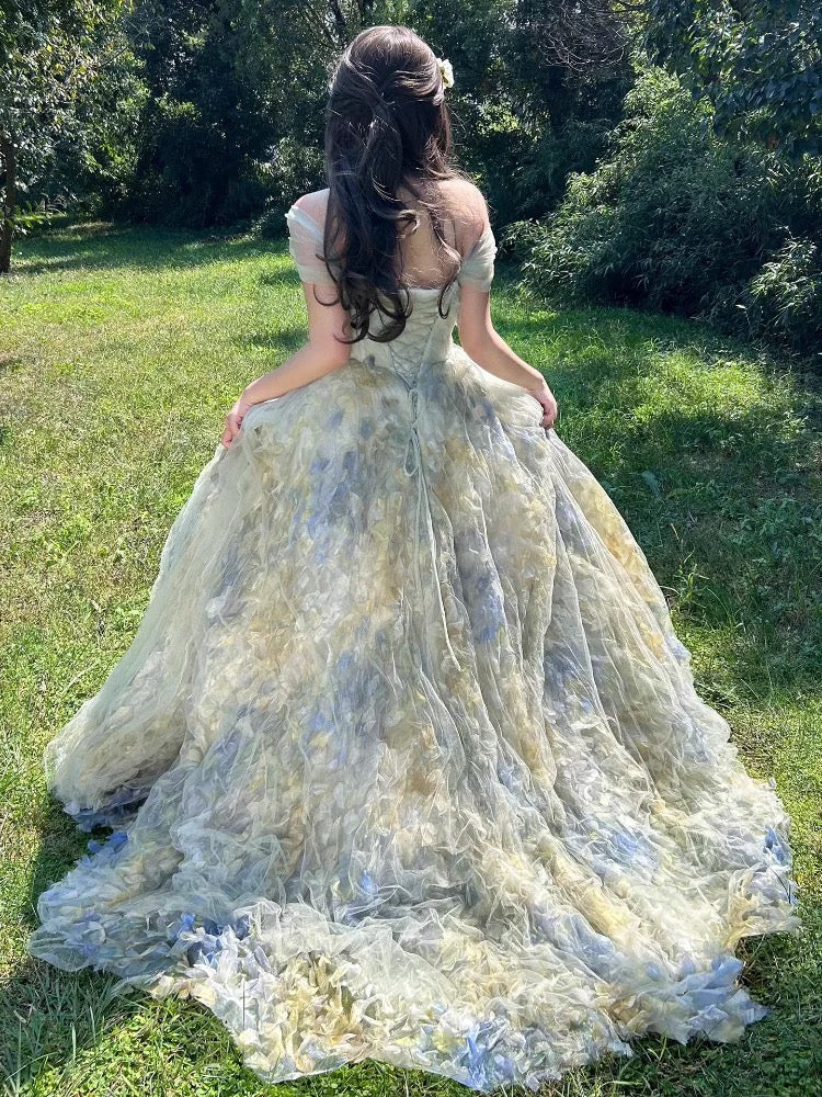 Robe de bal mignonne à épaules dénudées en tulle vert, robe de Sweet 16, robe de Quinceañera longue, taille 15, Vestidos De Fiesta N1809