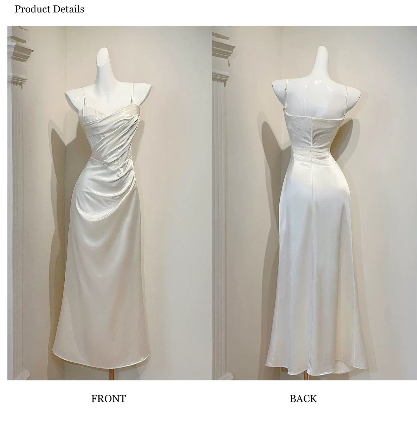 Einfaches Meerjungfrau-Spaghettiträger-Satin-Knöchellanges Abendkleid Ballkleid N2054