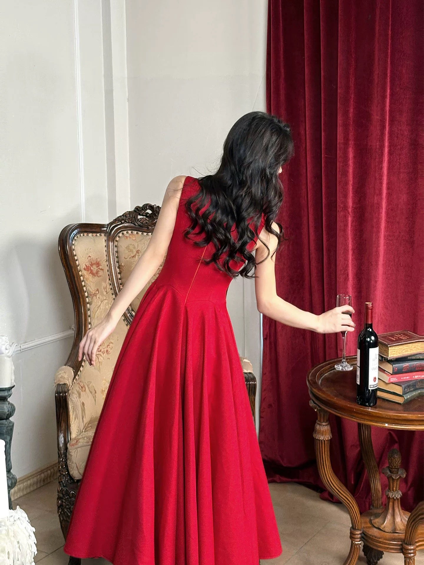 Schlichtes A-Linien-Spaghettiträger-Kleid, Rot, Sommer, festlich, für Damen, Mädchen, Teenager, Abschlussballkleider N2209