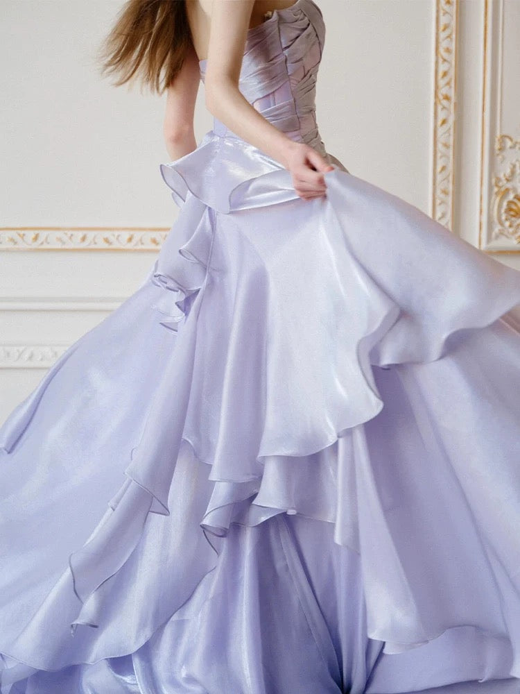 Wunderschönes, lilafarbenes A-Linien-Kleid mit Rüschen und herzförmigem Ausschnitt für Highschool-Schülerinnen, Teenager, Abschlussballkleider, Abschlusskleid N1680