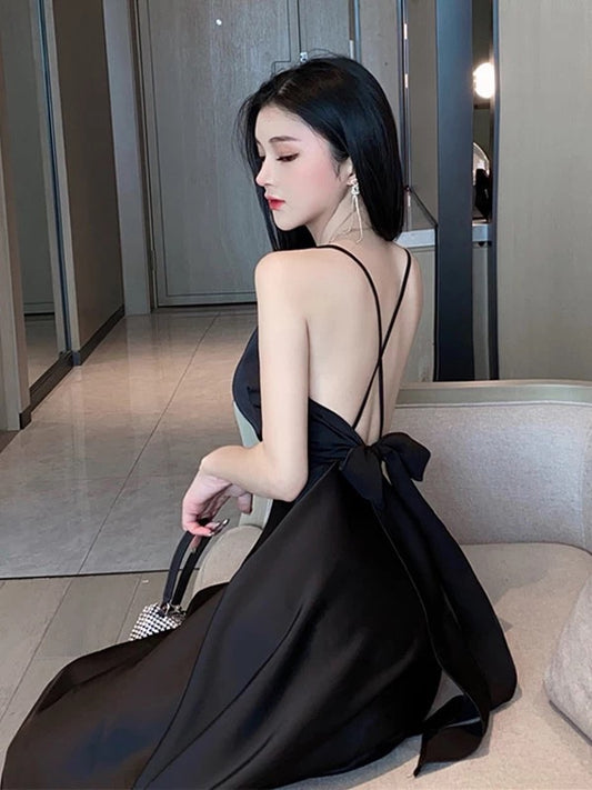 Sexy A Line Spaghetti Strap Red With Backless Midi Date Night Outfits Semi Formal Evening Wedding Guest Dresses RB5366