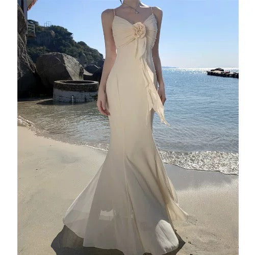 Modest Mermaid Spaghetti Strap Chiffon Red Cruise Ship Formal Night Evening Dresses 22th Long Birthday Outfits RB5596