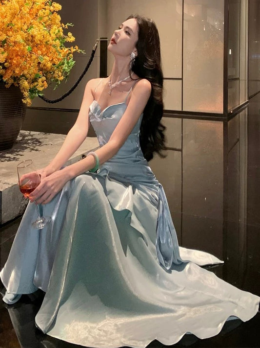 Modest Mermaid Spaghetti Strap Brown Long Cruise Ship Formal Night Evening Dresses 22th Birthday Outfits RB5597