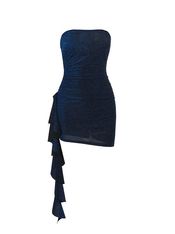 Sexy Sheath Tight Bodycon Navy Blue Strapless Short Birthday Homecoming Dresses Ideas Hoco Outfits RB5626