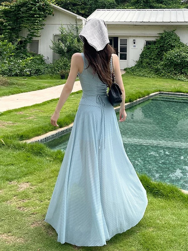 Sexy A line Halter Chiffon Light Sky Blue Cruise Ship Formal Night Evening Dresses 18th Birthday Outfit RB5629