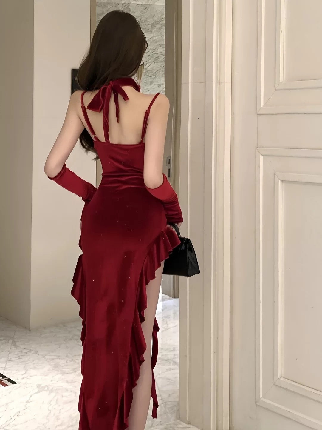 Modest Mermaid Spaghetti Strap Burgundy High Low Beach Holiday Outfits Date Night 19th Birthday Outfit Formal Dresses RB5739