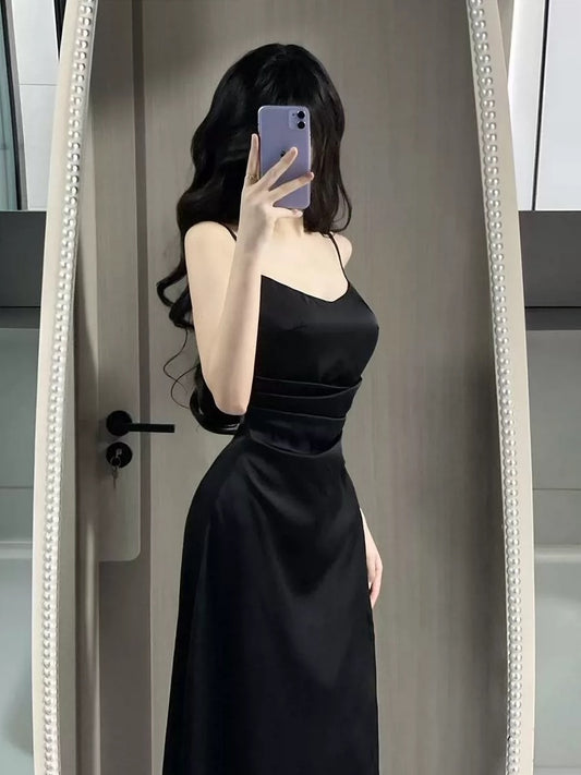 Sexy Mermaid Spaghetti Strap Black Tie Dress Corset Fitted Floor Length Cruise Ship Formal Night Party Dresses 19th Birthday Outfit RB5765