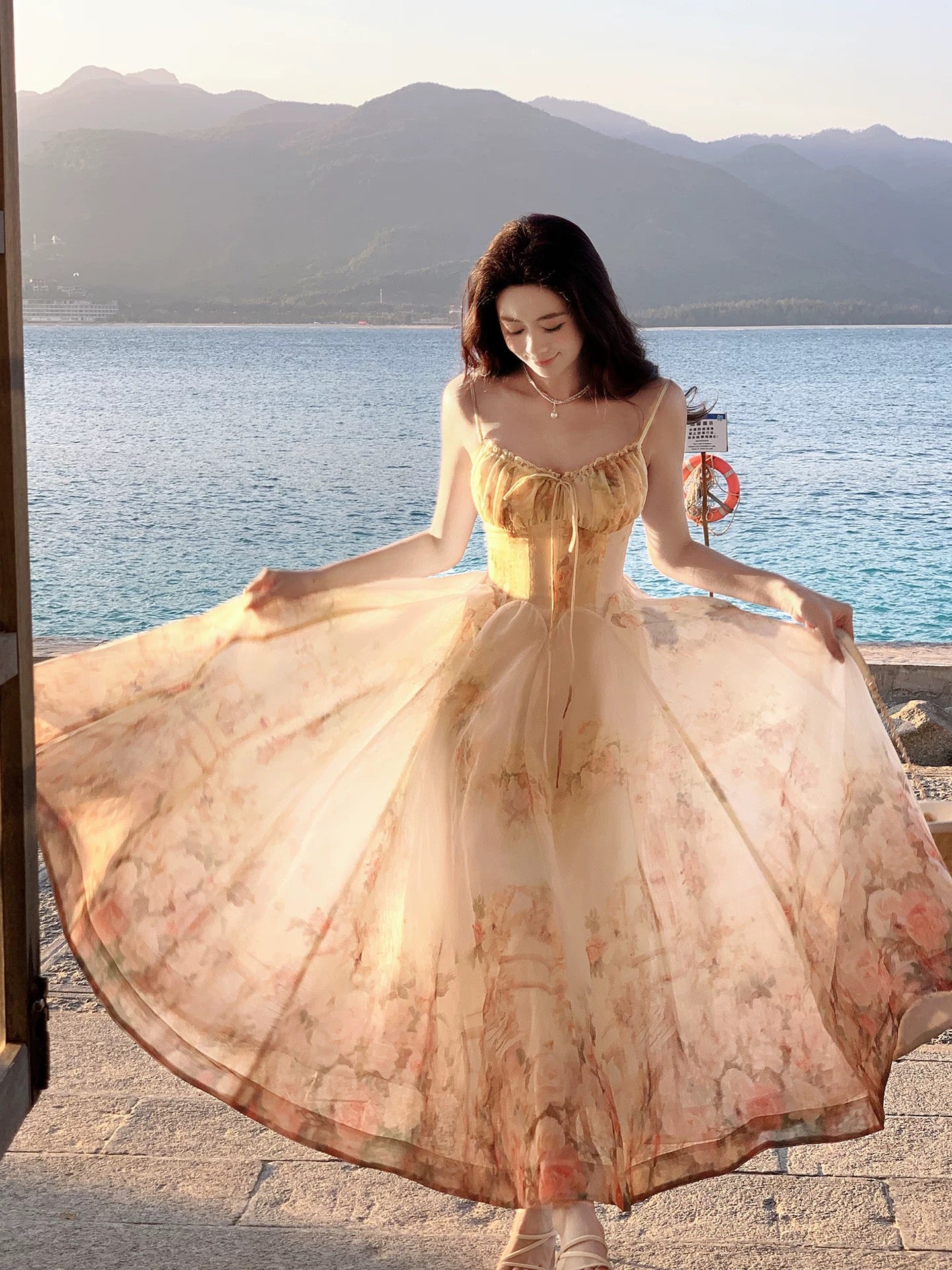 Pretty A Line Spaghetti Strap Pink Ankle Length Cruise Ship Night Prom Gown Party Dresses 19th Birthday Outfits RB5773