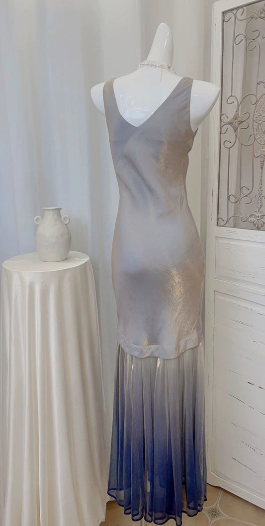 Ethereal Women's Mermaid Scoop Ombre Colors Maxi Dress Date Night Outfits Outdoor Semi Formal Wedding Guest Dresses RB5105