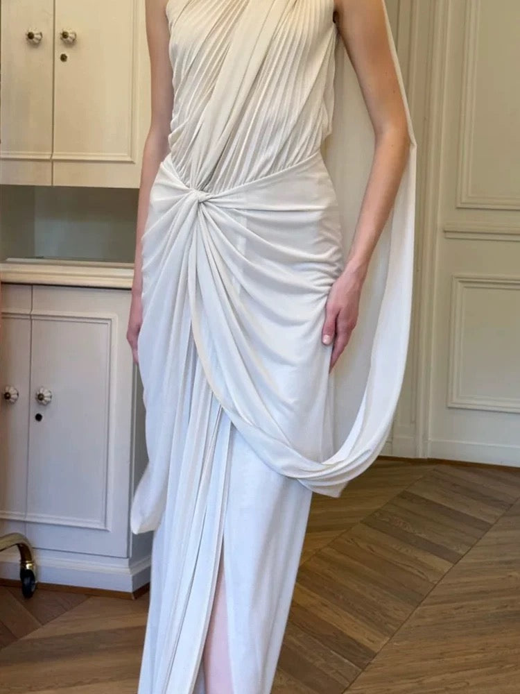 Timeless Mermaid One Shoulder Chiffon White With Ruffled Floor Length Brides Gown Bridal Dress Wedding Dresses RB5563