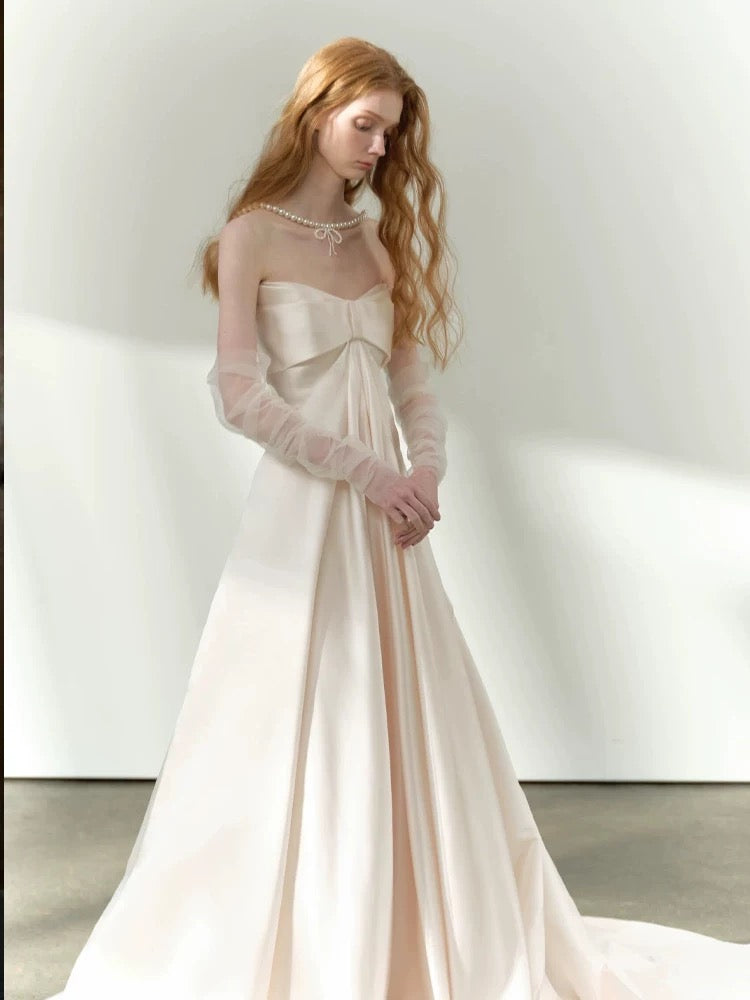 Romantische Hochzeitskleider Ballkleid Sweetheart Satin Sommergarten Langes Brautkleid N3916