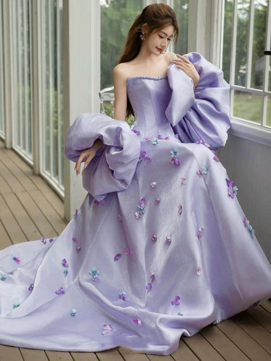 Timeless A Line Strapless Lilac With Cape Date Night Outfits Semi Formal Prom Gown Wedding Guest Dresses RB5301