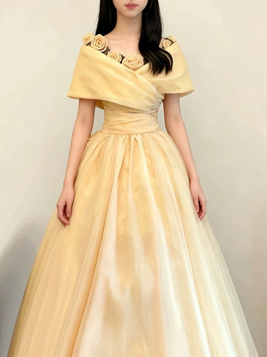 Prinzessin Ballkleid schulterfrei Gelb Sweet 16 Kleider Quinceanera Kleid Lang 15 Vestidos De Fiesta N4114
