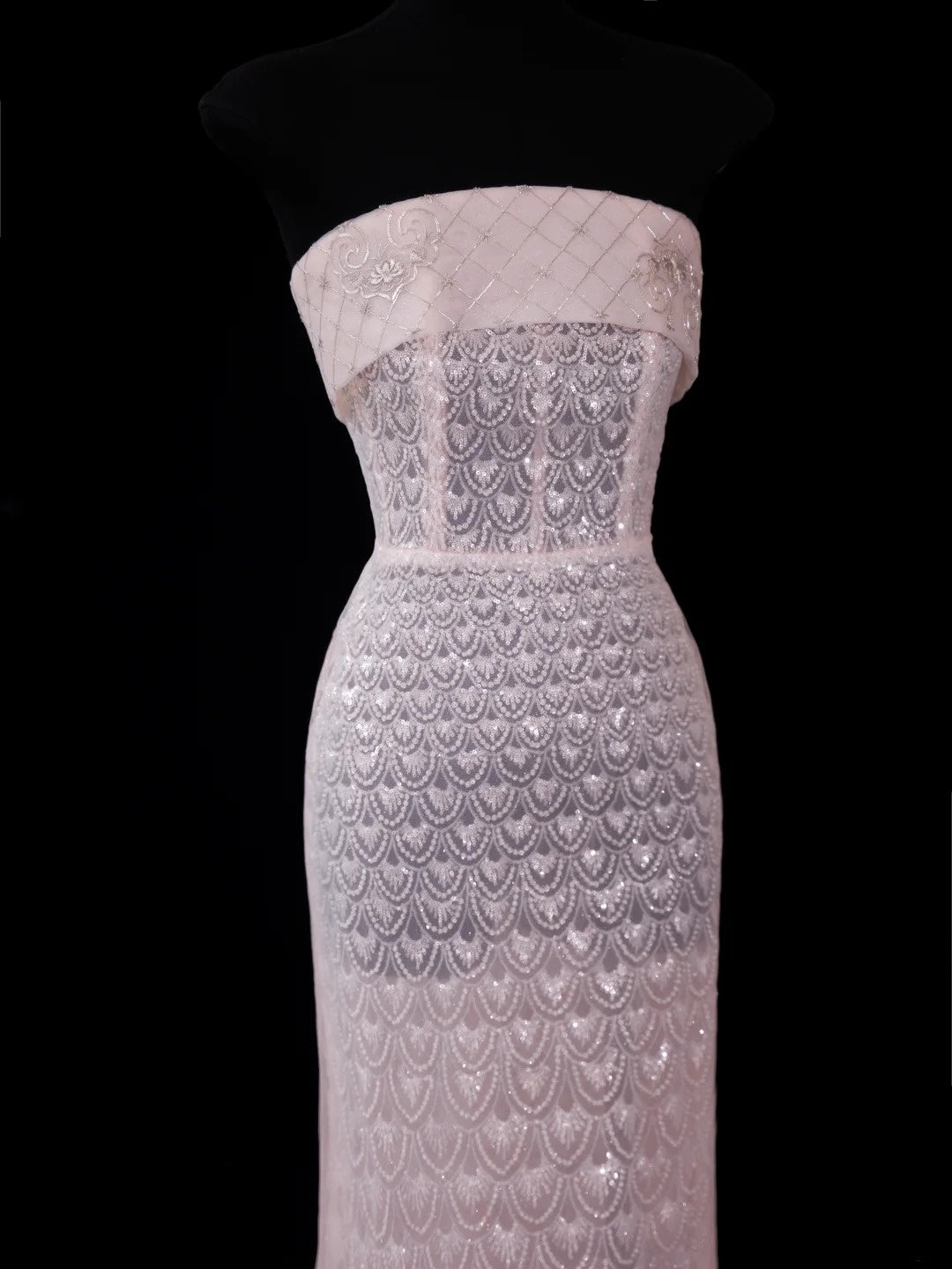 Chic Mermaid Strapless Pink Sequin With Beaded Crystals Bodice Inspo Formal Party Gowns Prom Dresses N157