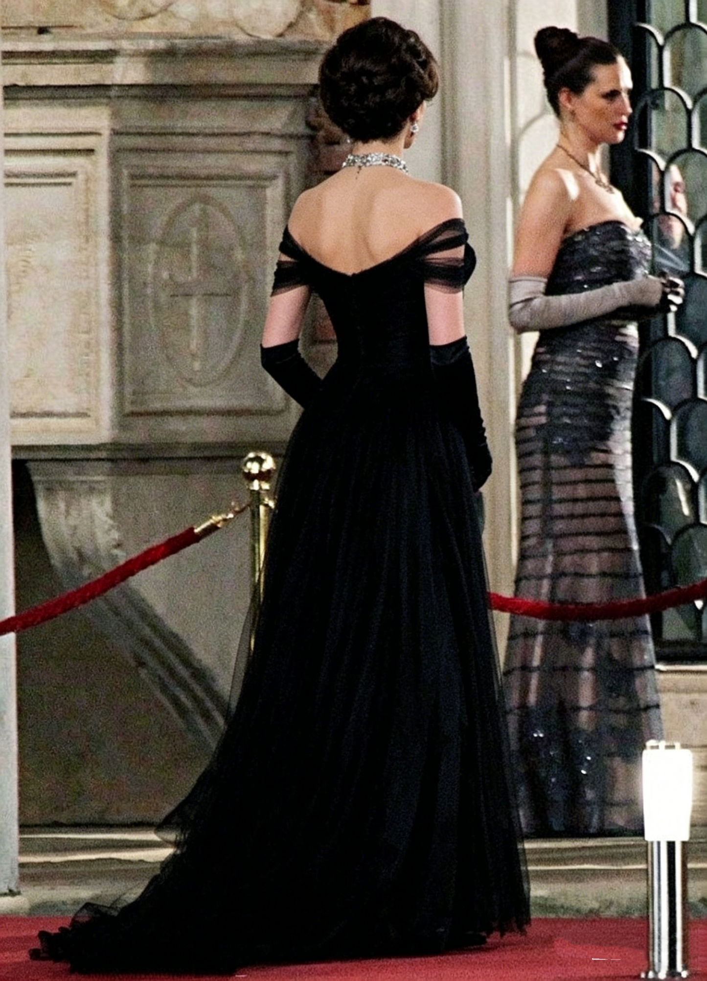Robe de bal vintage noire pour anniversaire, robe de soirée à épaules dénudées, robe de bal de promo, robe de soirée N1856