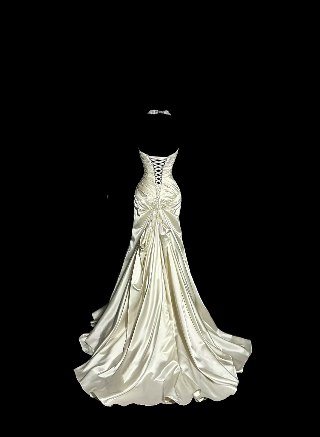 Magnifiques robes de bal sirène bustier en satin avec volants pour femmes, tenues de soirée formelles N3792