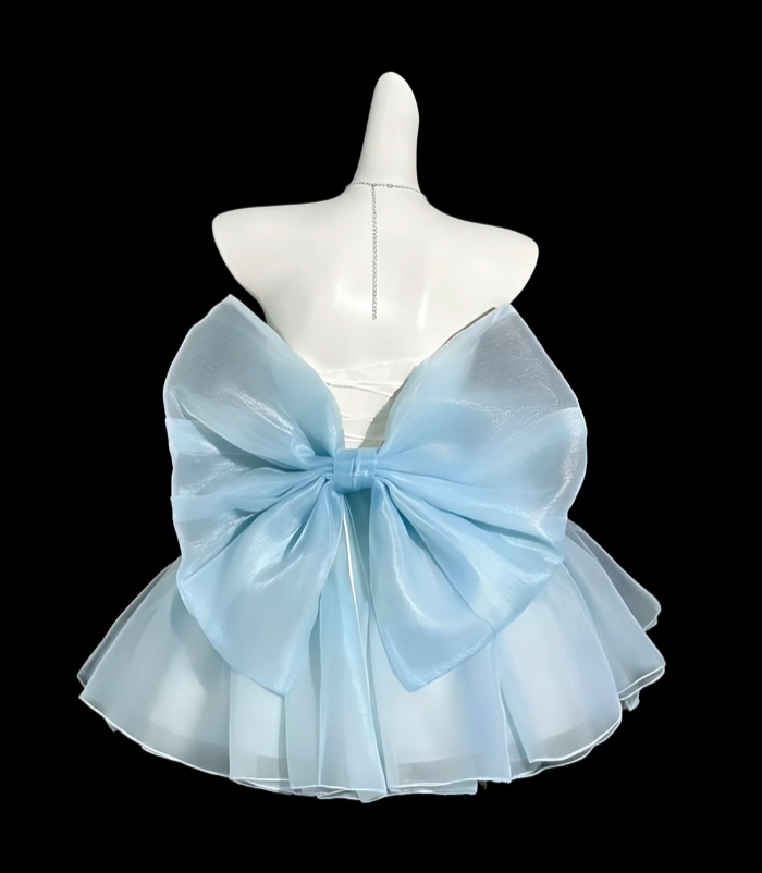 2026 Neue Homecoming-Kleider Mini Kurz Sweetheart Weiß Blau Abschlussball Cocktailkleid N4305