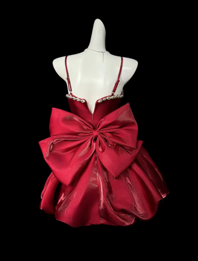 Robe de Bal Courte à Bretelles Fines avec Perles, Mini Robe de Soirée/Cocktail/Retour à la Maison, Bleu Clair N4399