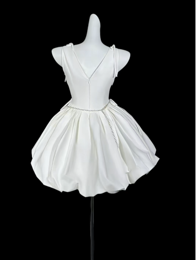 Sweet Ball Gown Scoop White Short Mini Party Cocktail Homecoming Dresses N4408