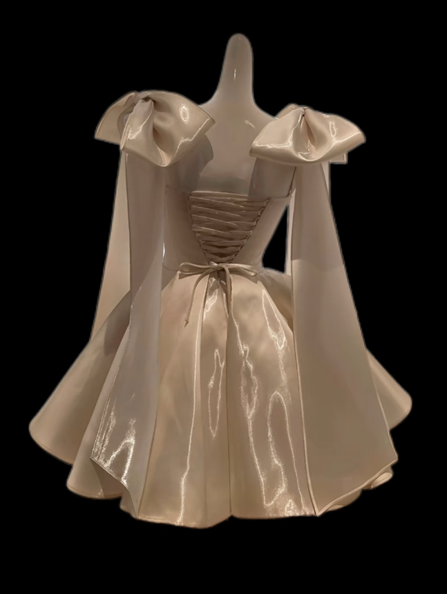 Gorgeous Ball Gowns Spaghetti Strap Champagne Mini Senior Short Hoco Gown High School Homecoming Dresses N4657