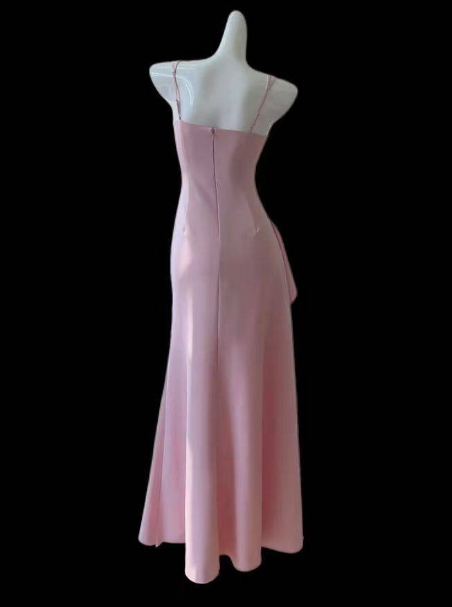 Sexy Abiballkleider Meerjungfrau Quadratischer Ausschnitt Pink mit Schlitz Abend Lange Formelle Kleid N4669