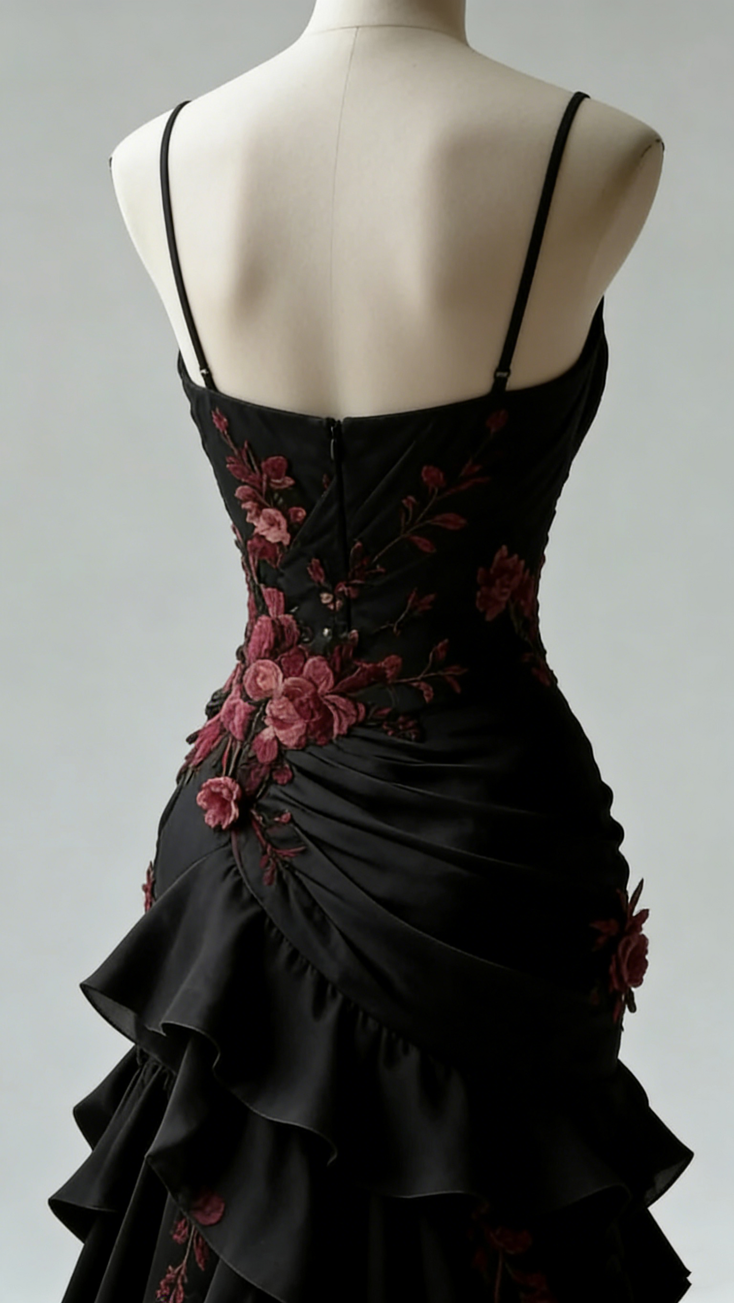 Funkelndes, schwarzes Meerjungfrauen-Abendkleid mit Spaghettiträgern, sexy Abendkleid N826