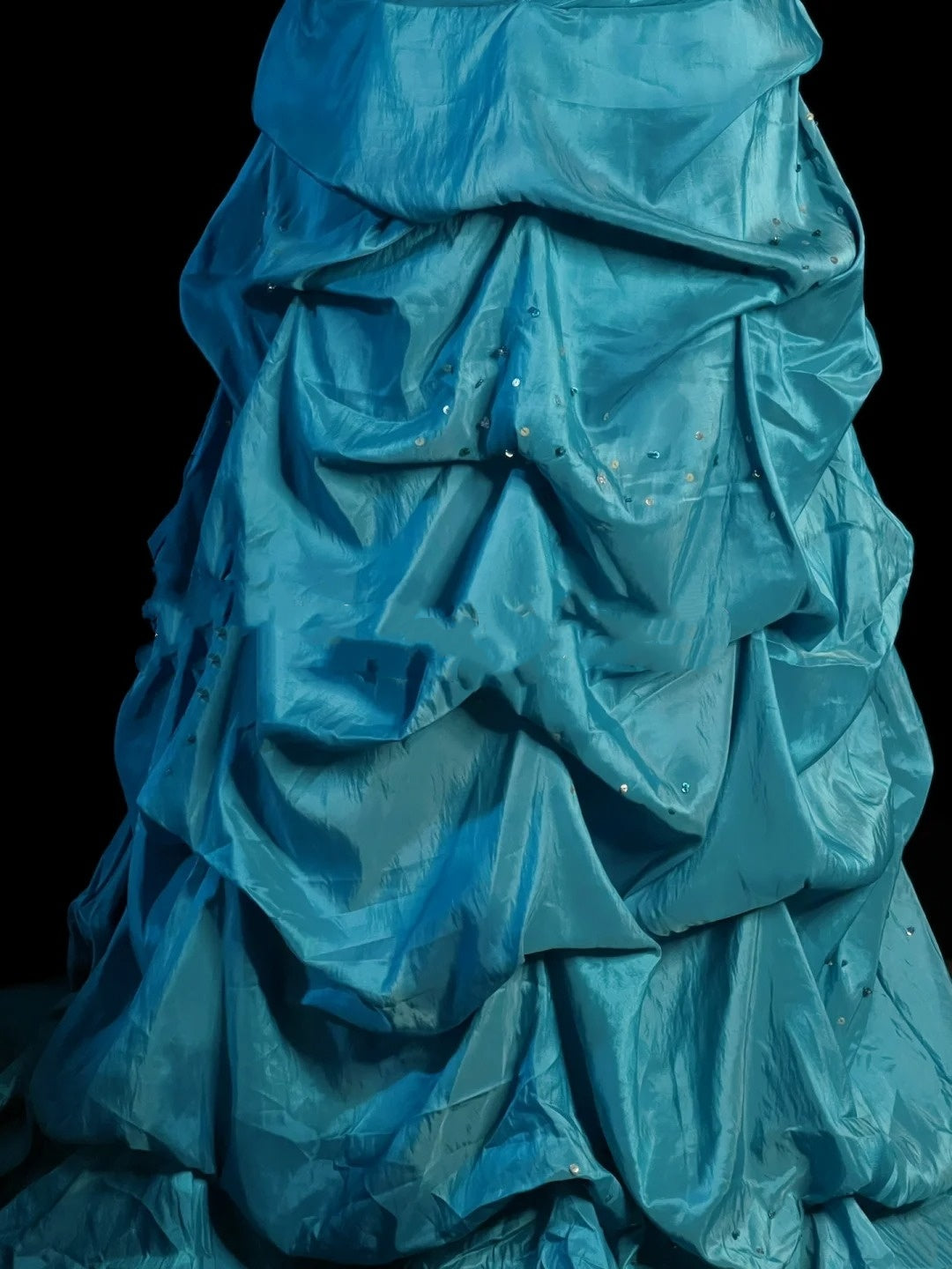 Robe de bal longue vintage sirène années 1950, décolleté cœur, bleue ornée de perles et de pierres précieuses, idéale pour une soirée, un 18e anniversaire ou une remise de diplôme (N923)