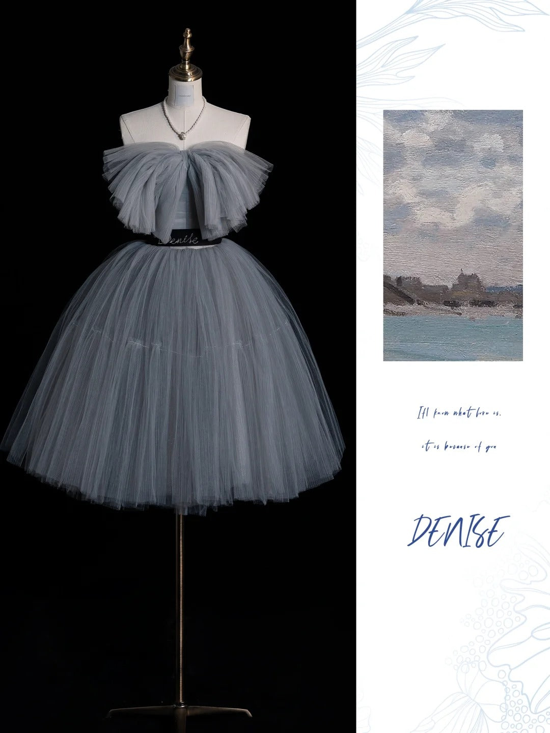 Robe de bal élégante sans bretelles en tulle gris court, robe d'anniversaire pour les 16 ans, robe de rentrée scolaire N524