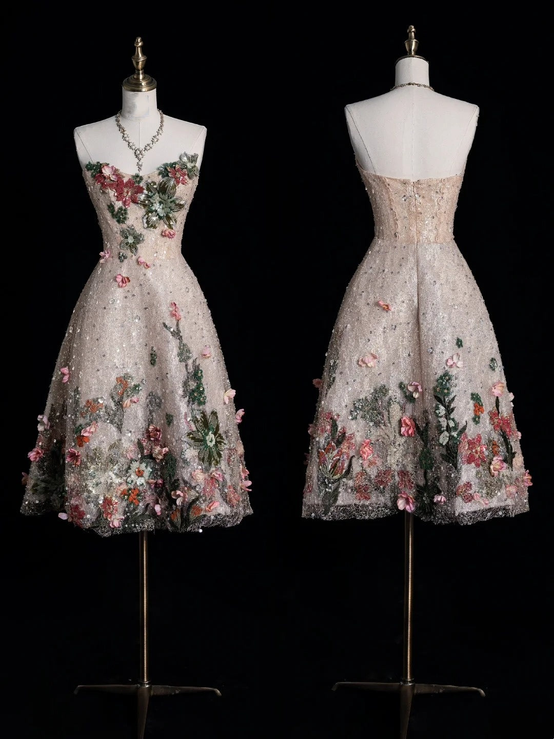 Robe de bal scintillante en dentelle, décolleté cœur, courte, idéale pour un 16e anniversaire, une soirée de rentrée scolaire ou un cocktail (N509)