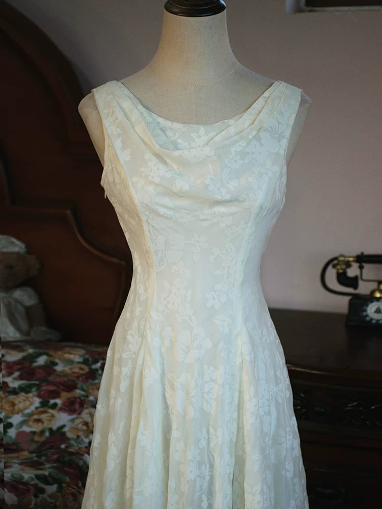 Robe de bal blanche en dentelle, coupe trapèze, col rond, inspiration robe de soirée longue, tenue pour un 18e anniversaire AB2367