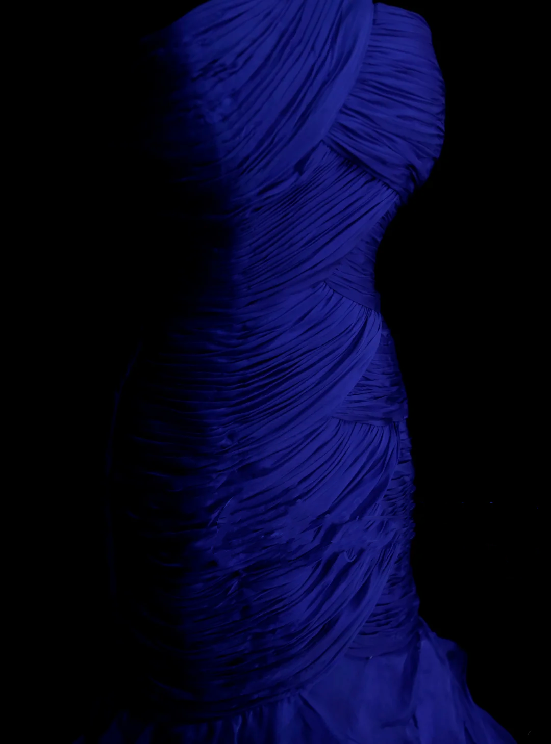 Meerjungfrauen-Abendkleid aus königsblauem Tüll mit asymmetrischem Saum, Falten und Raffungen, langes Partykleid für Damen OB002