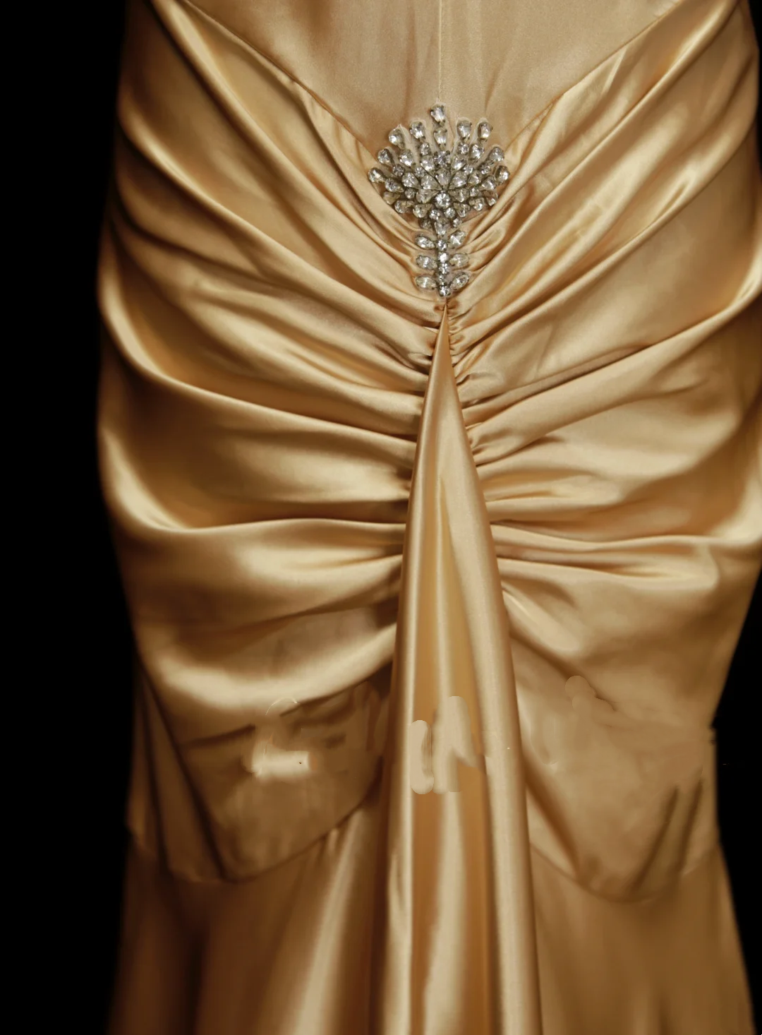 Robe de bal modeste, style sirène, dos nu, satin doré, inspiration dos nu, robe de soirée longue et élégante OB037