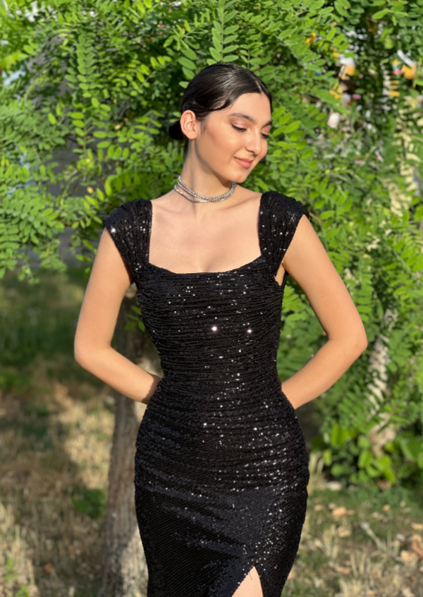 Shinning Mermaid Off The Shoulder Black Sequins Prom Dresses Long 18th Birthday Outfit Senior High School Dance Party Dress RB1238