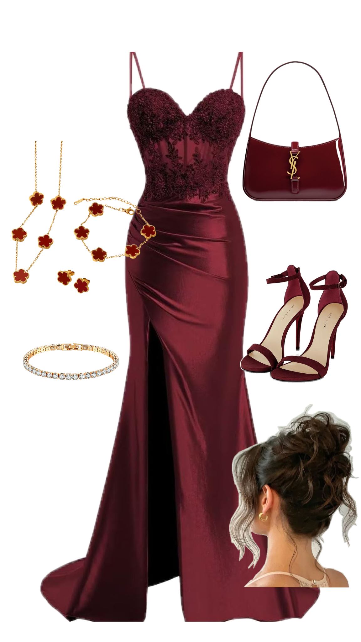Elegantes Abendkleid mit Spaghettiträgern, Meerjungfrauenstil, burgunderrot, Satin, AB1860