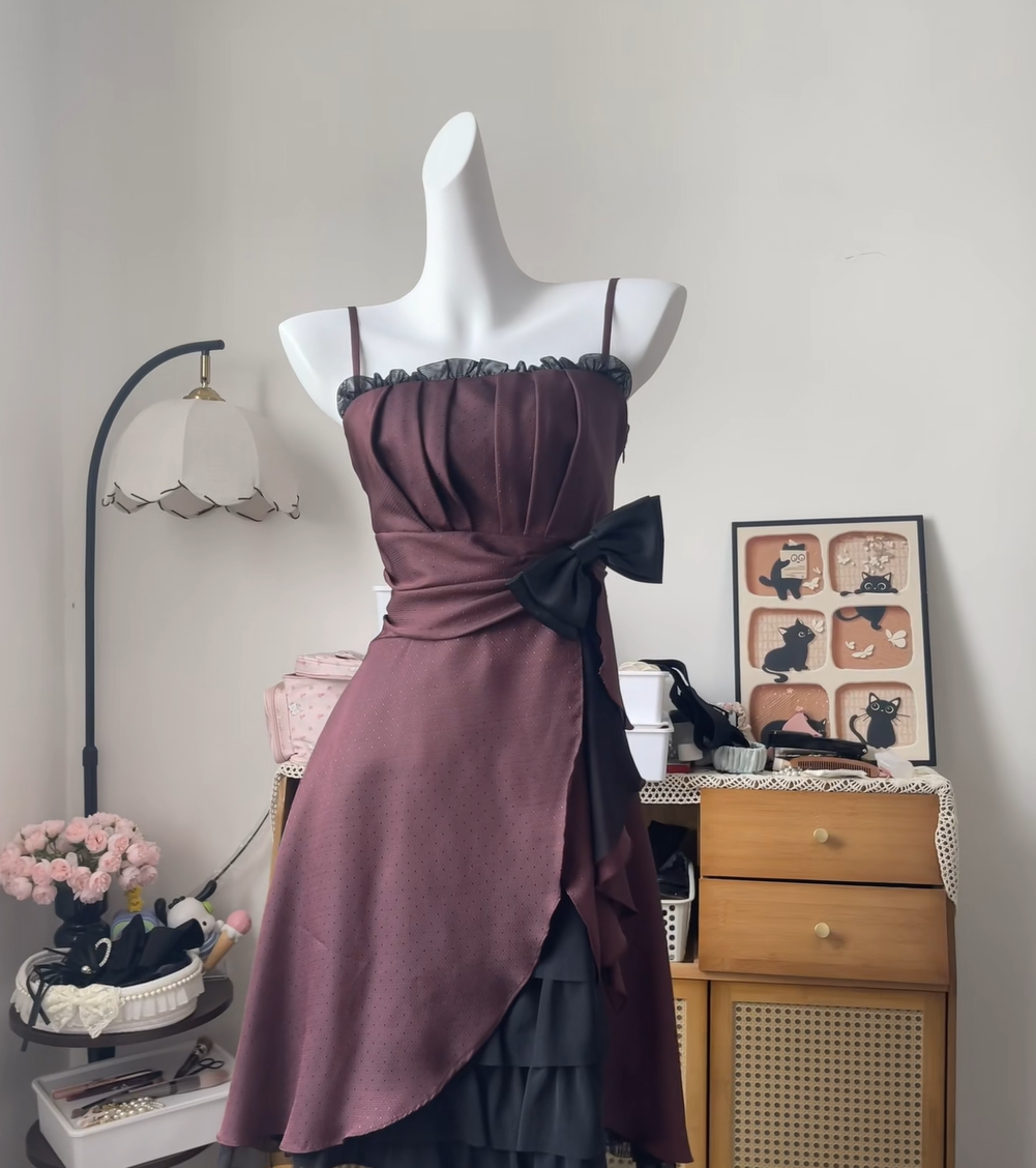 Modest A line Spaghetti Strap Burgundy Black Lace Short High School Homecoming Dress Inspo Ideas Mini Party Dresses RB6961