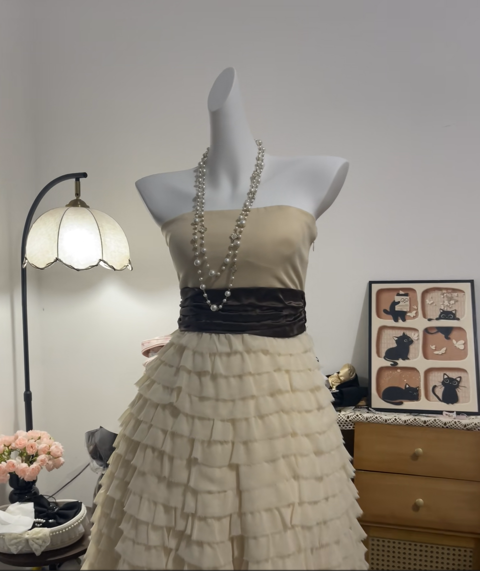 Modest A line Strapless Champagne Short High School Homecoming Dress Inspo Ideas Mini Party Dresses RB6962