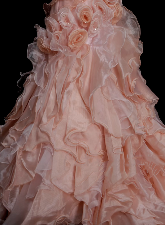 Vintage Ballkleid, trägerlos, rosa, mehrlagig, Sweet 16 Kleider, Quinceañera Kleid, lang, Vestidos De Fiesta N1325