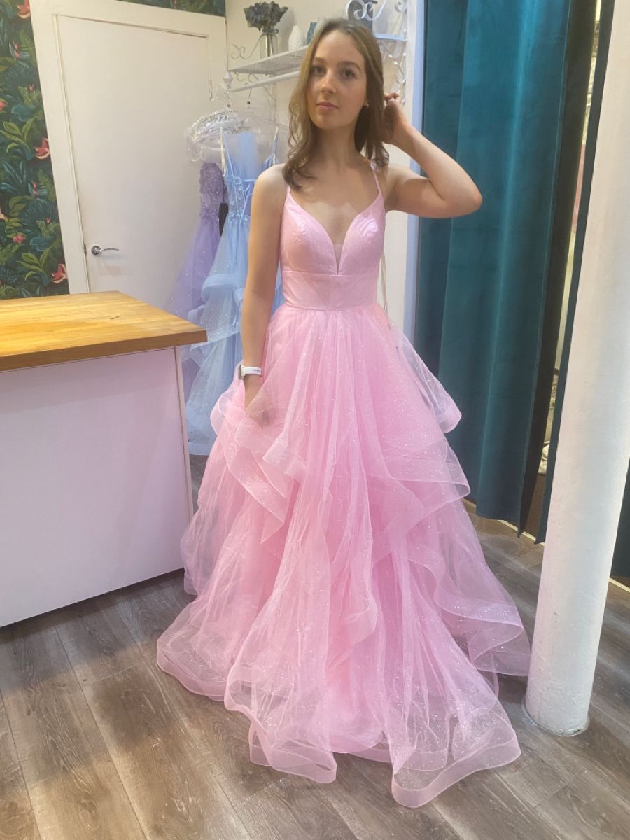 Classy Ball Gown Spaghetti Straps Pink Prom Dresses Long Party Dress 18th Birthday Outfit Graduation Dress RB1047