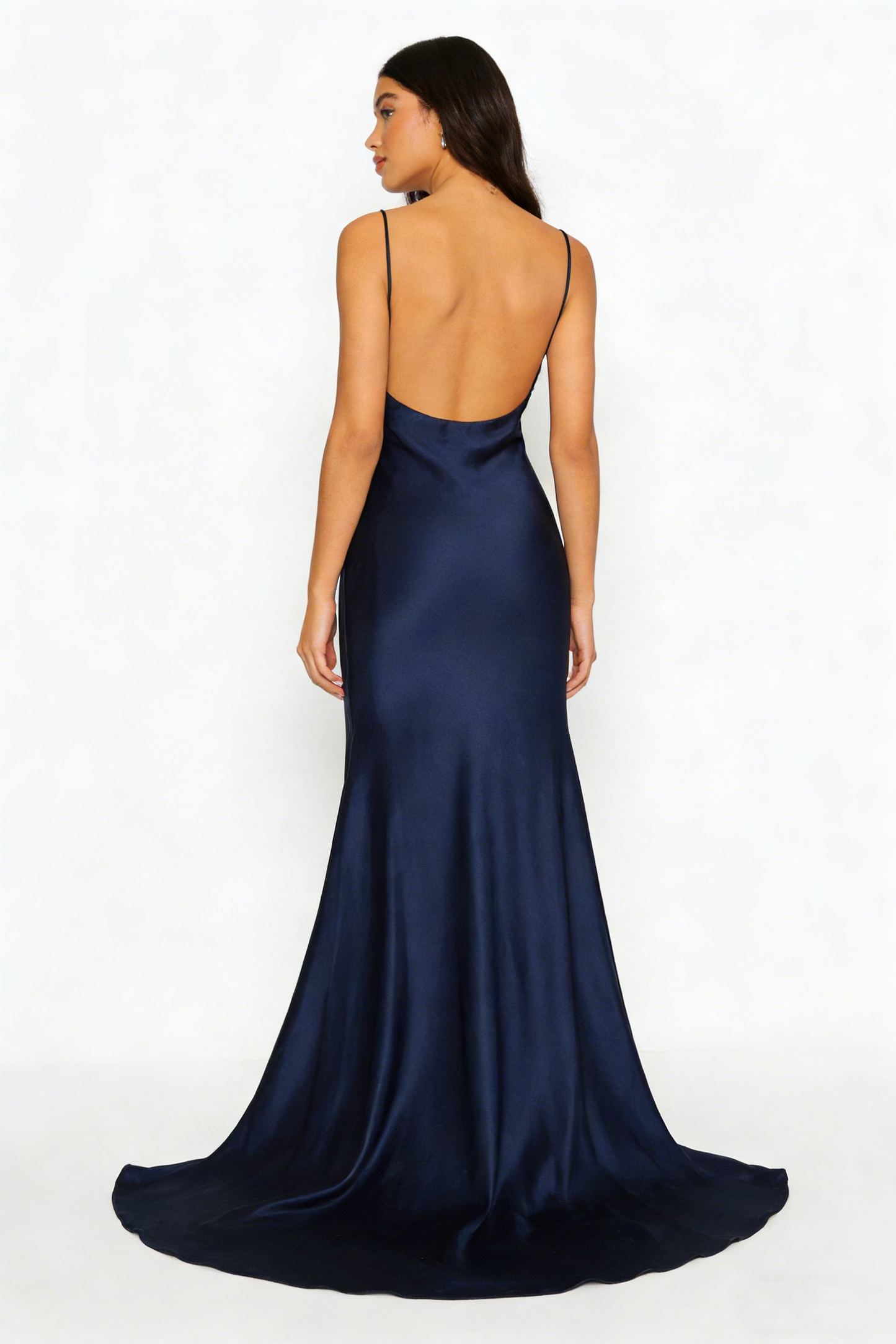 Sexy Mermaid Spaghetti Straps Navy Blue Long Prom Dresses Inspiration Party Dress 21st Birthday Outfit Graduation Dress RB1199