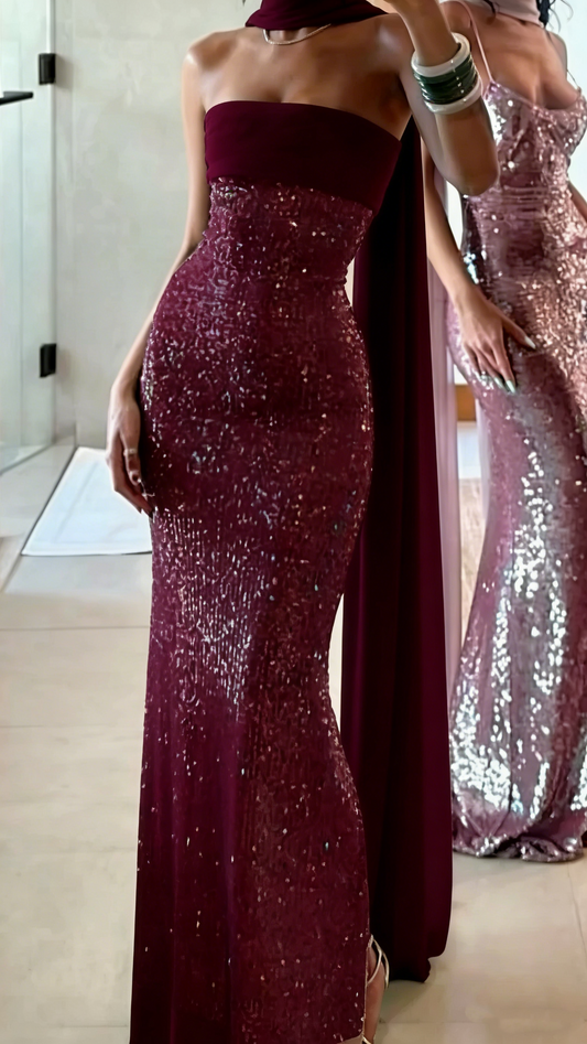 Shinning Mermaid Trägerloses Grünes Pailletten-Abschlussballkleid Partykleid 18. Geburtstag Outfits Abschlusskleid RB1381