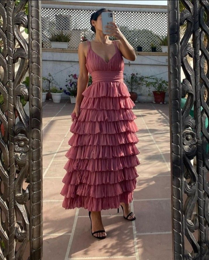 Schickes Ballkleid Dusty Rose Tüll Knöchellanges Ballkleid Formelle Kleidung Geburtstagsoutfits Ballkleid RB1721