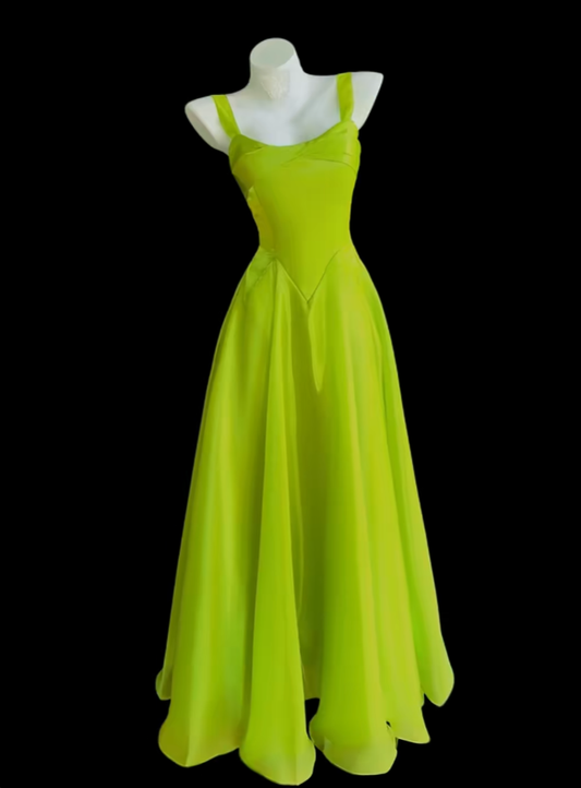 Modest A Line Square Neck Green Birthday Dress Sleeveless Evening Prom Formal Dresses RB3128