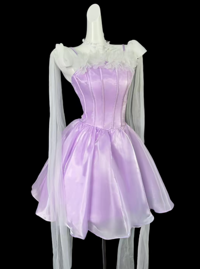 Cute Ball Gown Spaghetti Straps With Bow Lilac University Ideas Homecoming Dress Inspo Short High School Senior Hoco Court Dresses RB6999