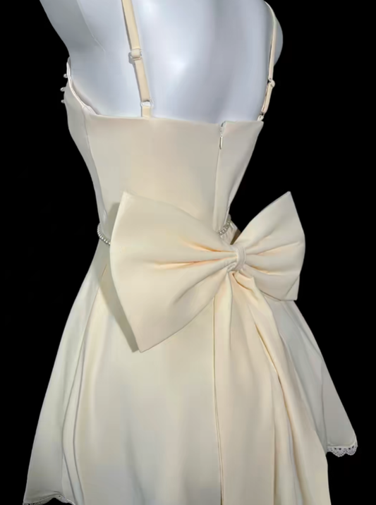 Cute A Line Spaghetti Straps Light Yellow University Ideas Homecoming Dress Inspo Short High School Senior Hoco Court Dresses RB7007